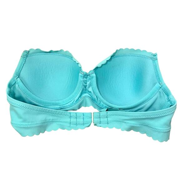 Victoria's Secret Strapless Bikini Top Mint Green Scalloped  32A Coquett Ruched - Picture 3 of 8